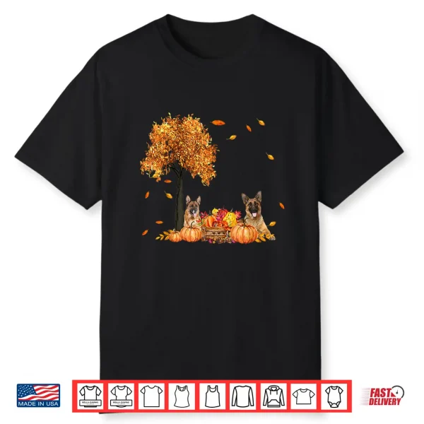 German Shepherd Autumn Leaf Fall Dog Thanksgiving Halloween Shirt