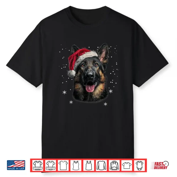 German Shepherd Christmas Funny Santa Hat Dog Xmas Shirt