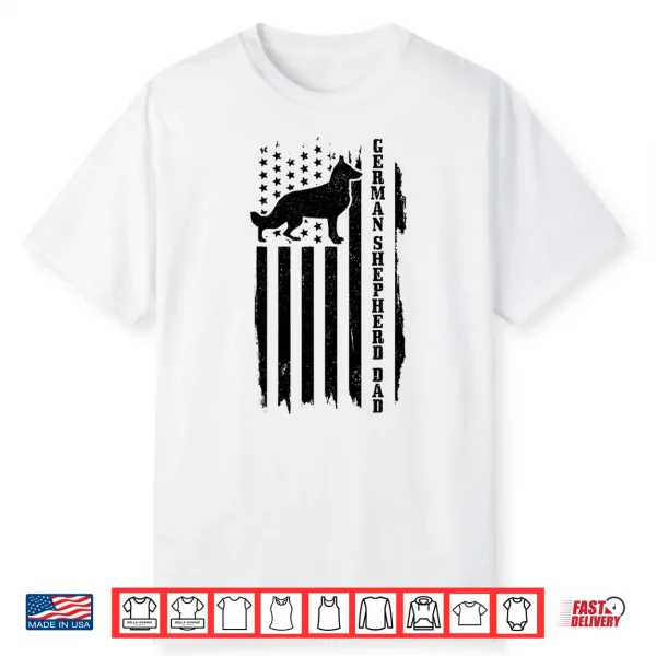 German Shepherd Dad Vintage American Flag Patriotic Dog Shirt