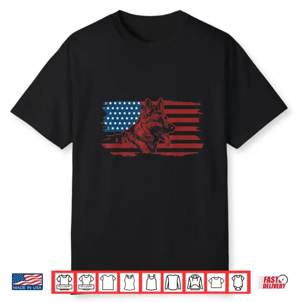 German Shepherd Dog American Flag Patriotic K Nine Unit Gift Shirt