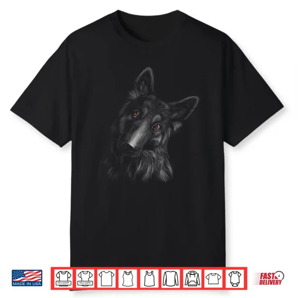 German Shepherd Dog Black Background Pet Dog Lover Theme Shirt