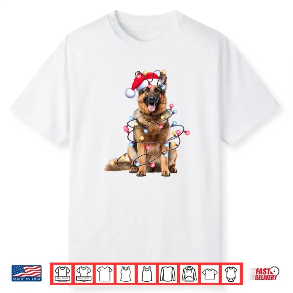German Shepherd Dog Christmas Lights Xmas Shirt