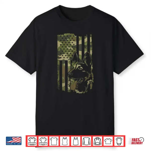 German Shepherd Dog Dog Lover Shepherd Usa Flag 4Th July Shirt