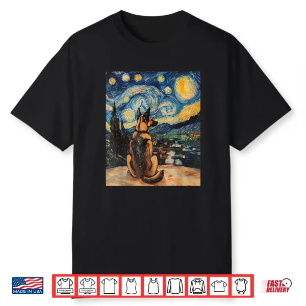 German Shepherd Dog Doggy Van Gogh Style Starry Night Shirt