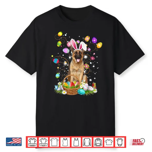 German Shepherd Dog Easter Egg Hunting Basket Easter Day Shirt