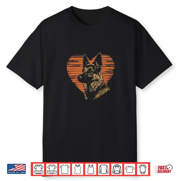 German Shepherd Dog Heart Vintage Love Retro Shirt