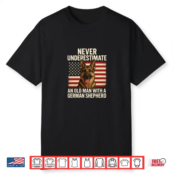 German Shepherd Dog Lover Patriot For Men Grandpa Shirt