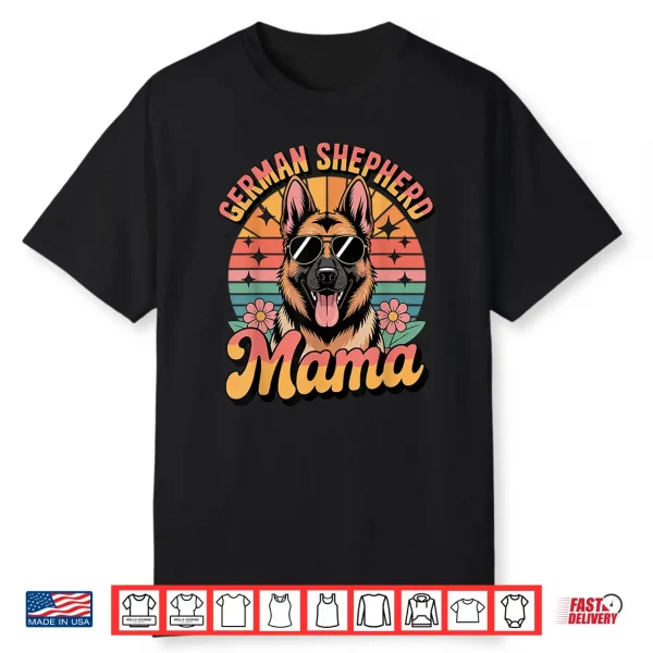 German Shepherd Dog Mama Floral Vintage 60S 70S Sunglasses Shirt