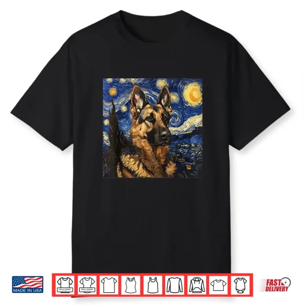 German Shepherd Dog Van Gogh Style Starry Night Shirt