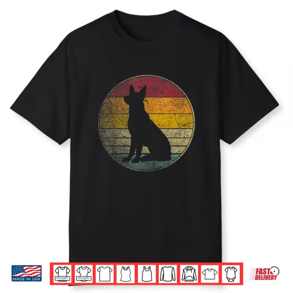 German Shepherd Dog Vintage Distressed Retro Silhouette 70S Shirt