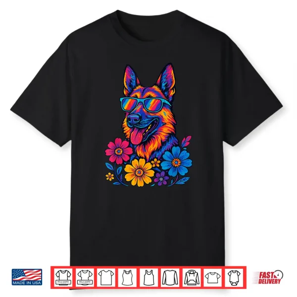 German Shepherd Flowers German Shepherd Professional Graphic Shirt