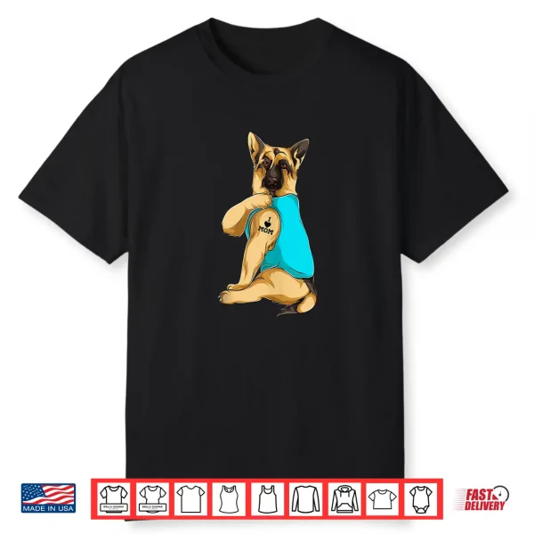 German Shepherd I Love Mom Tattoo Apparel Dog Mom Gift Shirt