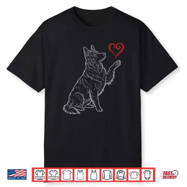 German Shepherd Lover Dog Art Holding Heart Valentines Shirt