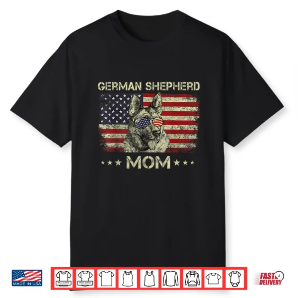 German Shepherd Mom Dog Lovers American Flag 4Th Of July Shirt