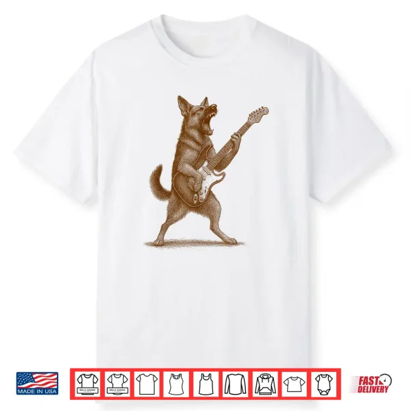 German Shepherd Playing Guitar Dog Mom Rock & Roll Music Shirt