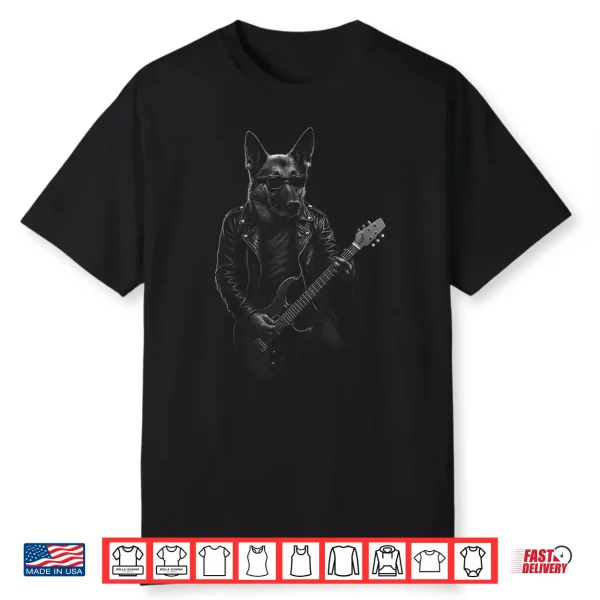 German Shepherd Playing Guitar Rock Music Dog Lover Shirt
