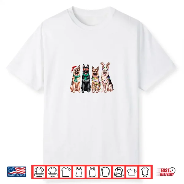 German Shepherd Reindeer Christmas Lights Dog Lover Xmas Shirt