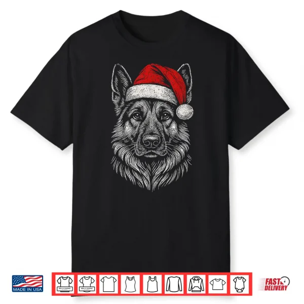 German Shepherd Santa Hat Christmas Xmas Dog Mom Shirt