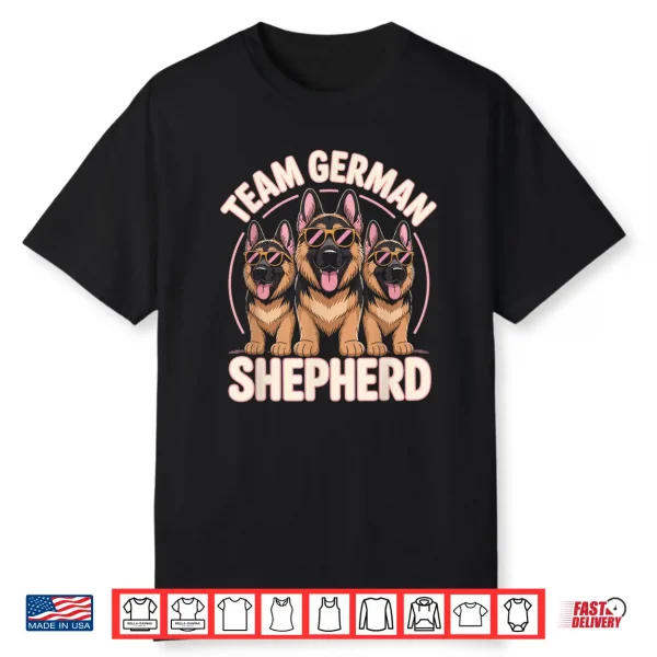 German Shepherd Team Cute Cartoon For Dog Owner Pet Alsatian Shirt