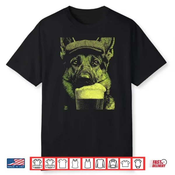 German Shepherd With Beer Drinking Humor St Patricks Day Dog Shirt