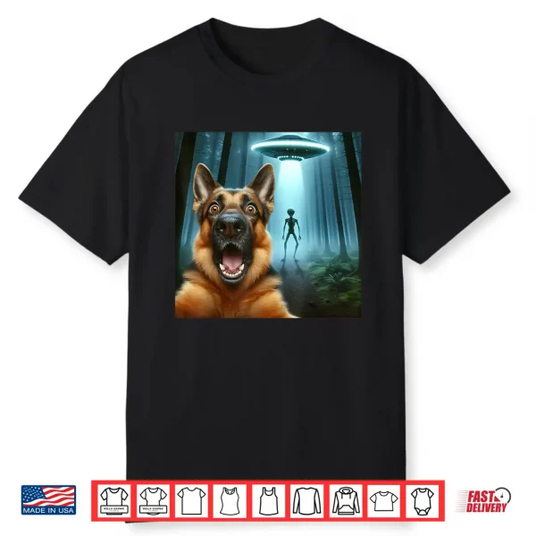 German Shepherd Selfie Alien Ufo Funny German Shepherd Mom Shirt