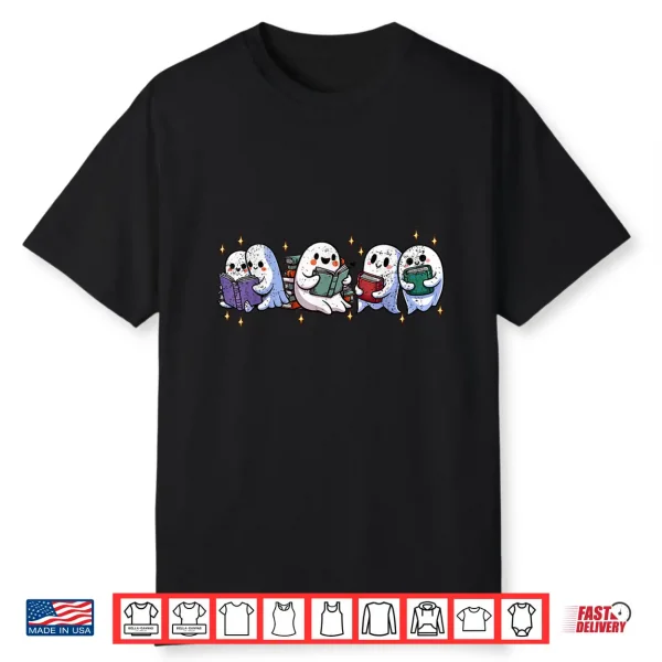 Ghost Reading Book Halloween Bookworm Reader Bibliophile Shirt