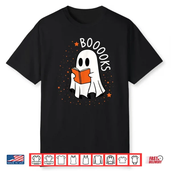 Ghost Reading Books Boooks Halloween Teacher Boook Shirt