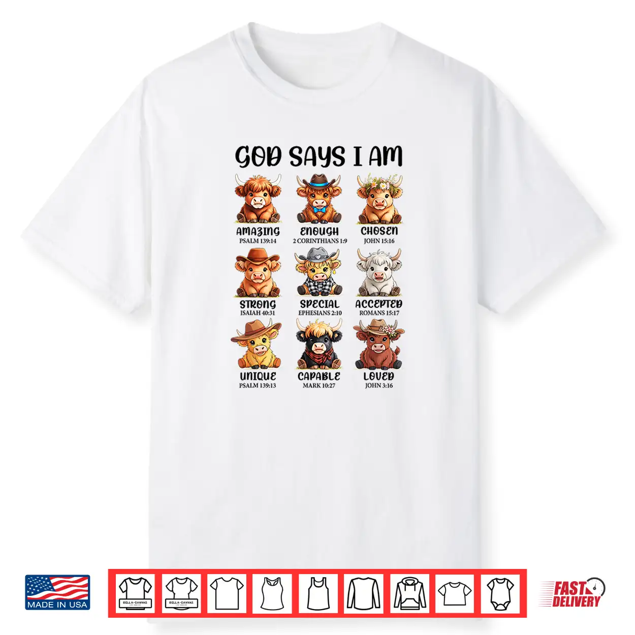 God Says I Am Highland Cow Christian Religious Scottish Cow Shirt God Says I Am Highland Cow Christian Religious Scottish Cow Shirt