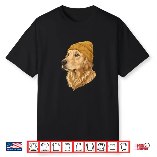 Golden Dog Retriever Yellow Beanie Art Shirt