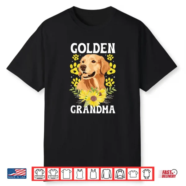 Golden Grandma Of A Golden Retriever Grandma Sunflower Shirt