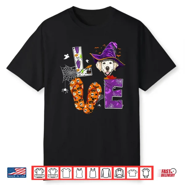 Golden Labrador Retriever Halloween Witch Hat Lab Lover Shirt