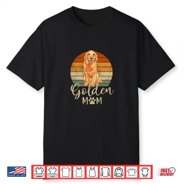 Golden Mom Retro Sunset Golden Retriever Lover Gift Dog Mama Shirt