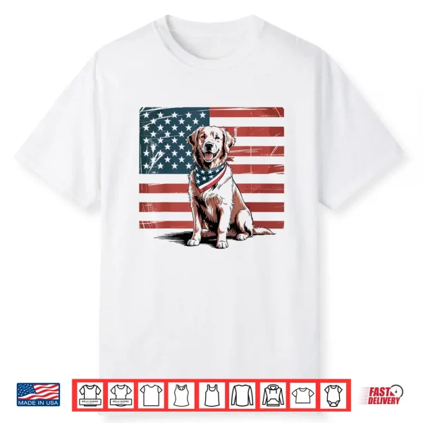 Golden Retriever 4Th Of July Usa American Flag Patriotic Shirt