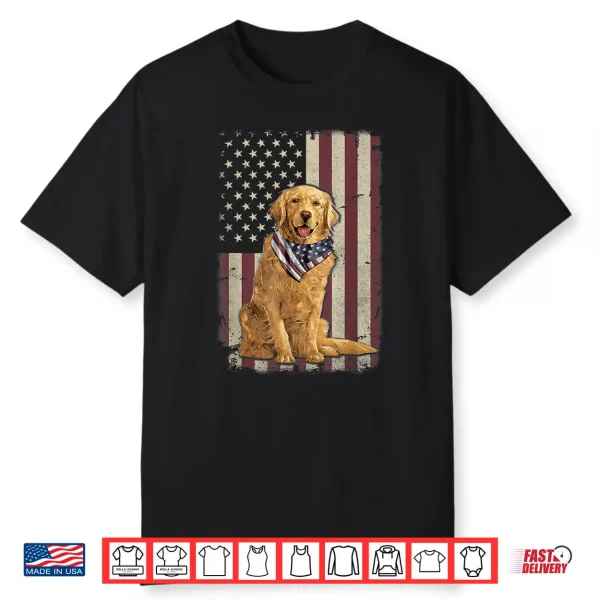 Golden Retriever American Flag Bandana 4Th Of July Tshirt