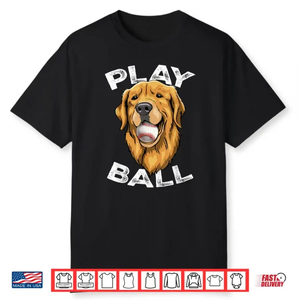 Golden Retriever Baseball Funny Cute Golden Retriever Dog Shirt