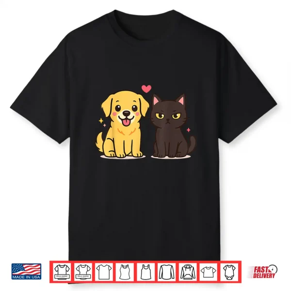Golden Retriever Boyfriend & Black Cat Girlfriend Tee Shirt