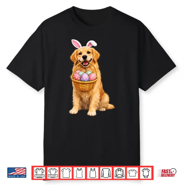 Golden Retriever Bunny Ears Eggs Cute Easter Dogs Shirt