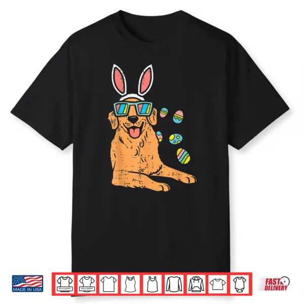 Golden Retriever Bunny Glasses Easter Eggs Dog Owner Lover Shirt