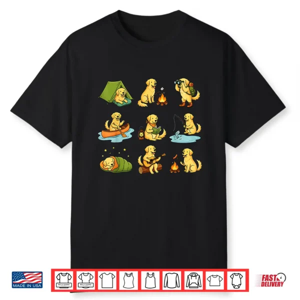Golden Retriever Camping Cute Dog Hiking Camper Shirt