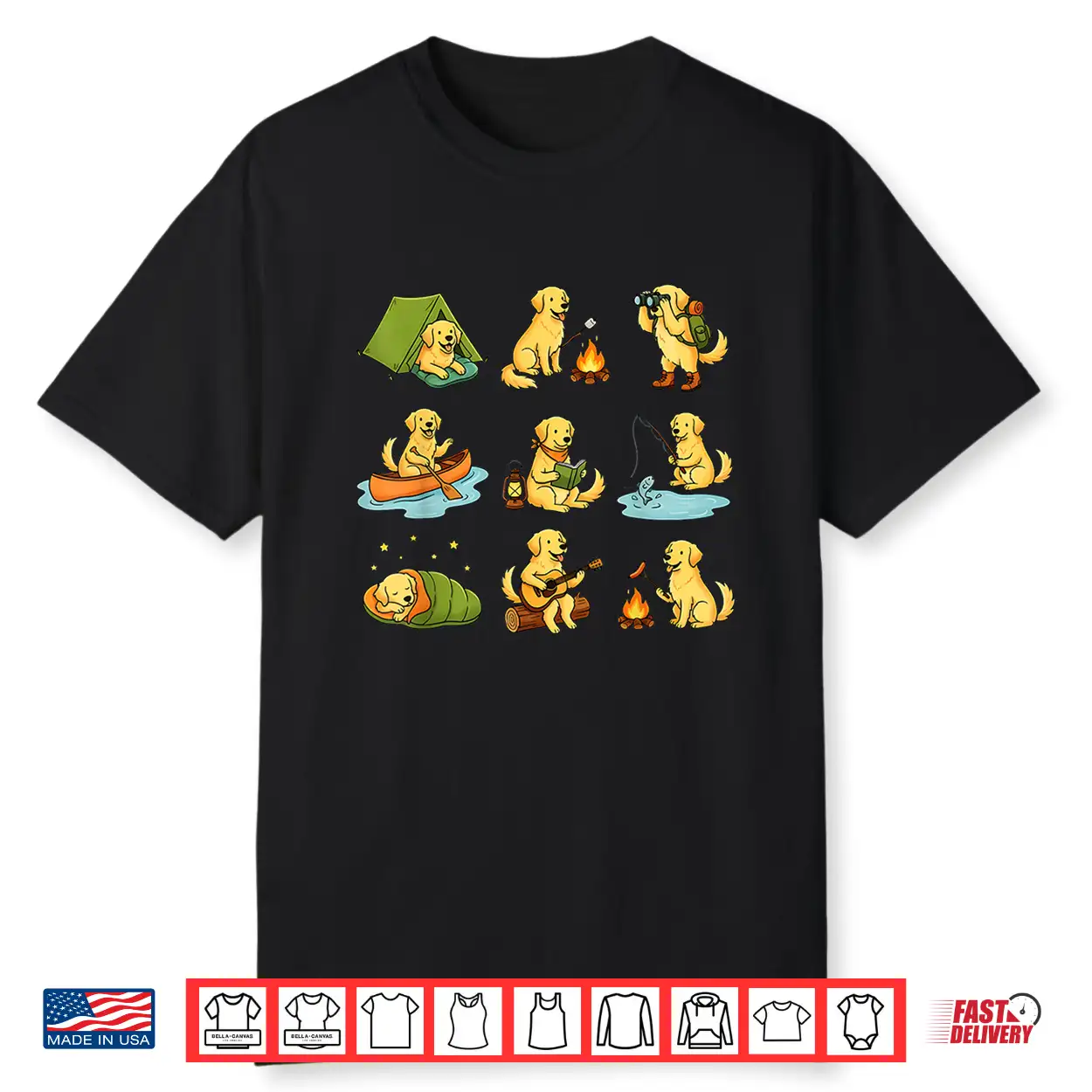 Golden Retriever Camping Cute Dog Hiking Camper Shirt Golden Retriever Camping Cute Dog Hiking Camper Shirt