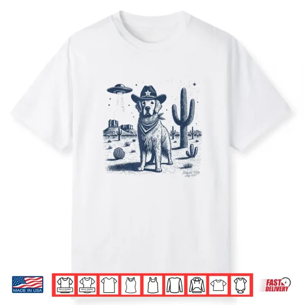 Golden Retriever Cowboy Ufo Golden Retriever Cowboy Hat Shirt