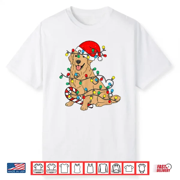 Golden Retriever Dog Christmas Lights Xmas Pet Dog Lover Shirt