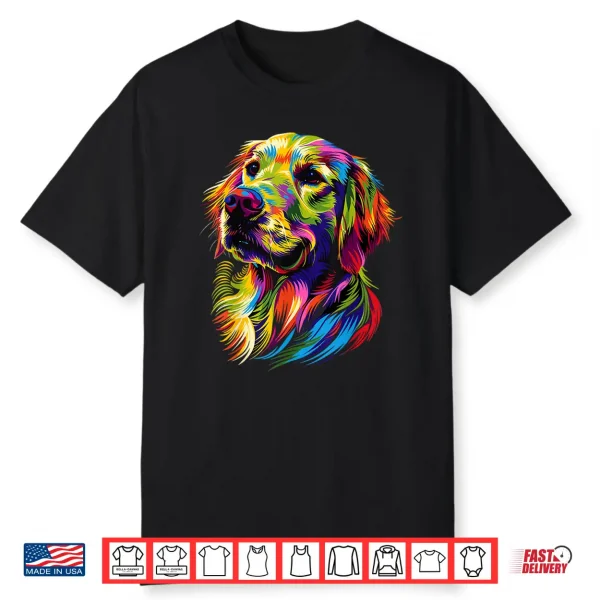 Golden Retriever Dog Colorful Pop Art Rainbow Colors Dogs Shirt