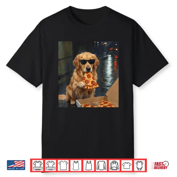Golden Retriever Dog Eating Pizza Meme Cool Dog Shirt