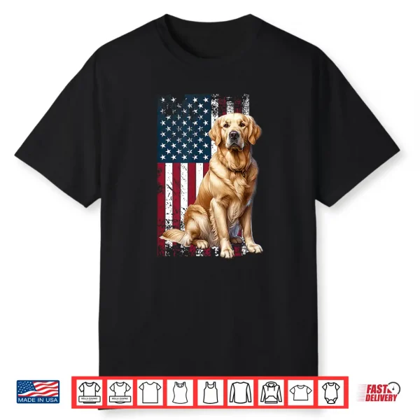 Golden Retriever Dog Owner Usa Flag Shirt