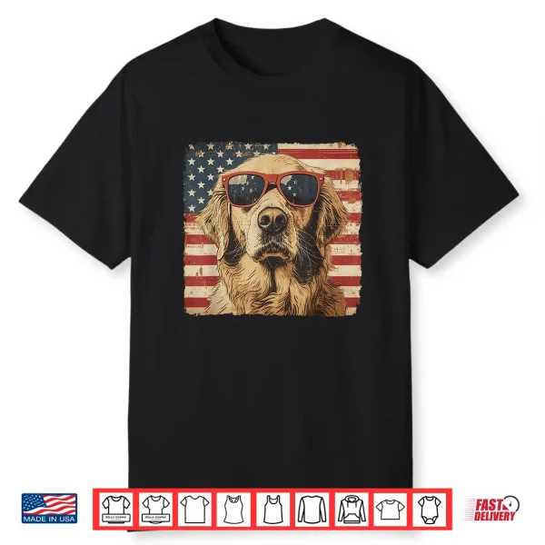 Golden Retriever Dog Patriotic Fourth Of July Professional Graphic Shirt