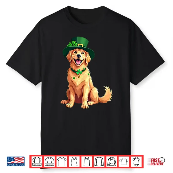 Golden Retriever Dog St Patricks Day Shamrock Leprechaun Hat Shirt