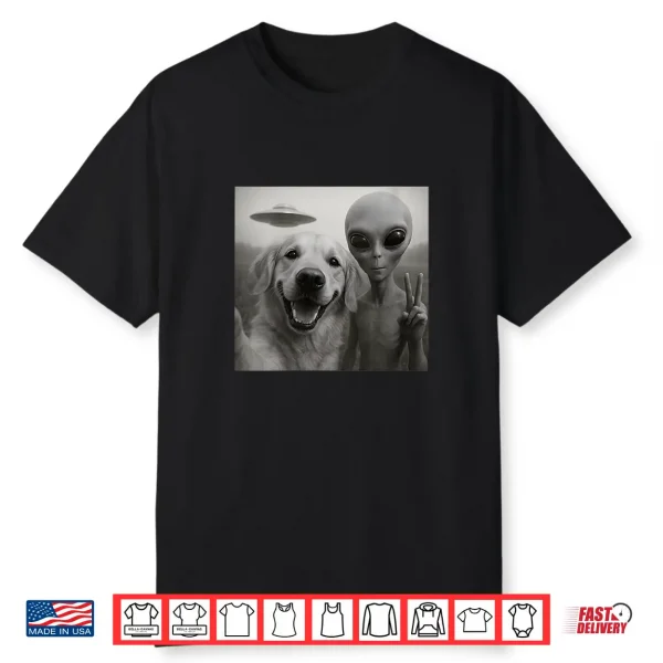 Golden Retriever Dog Ufo Alien Cute Selfie Shirt
