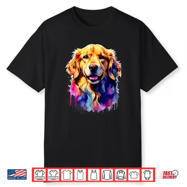 Golden Retriever Dog Watercolor Family T  All Ages Dog Lover Shirt