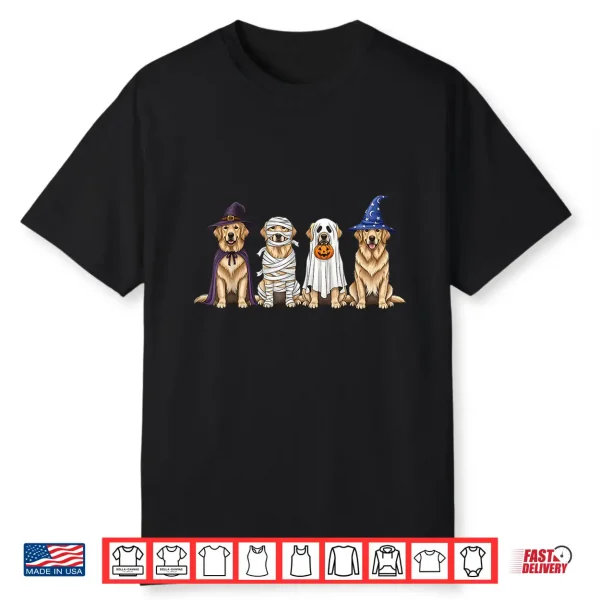 Golden Retriever Dog Witch Mummy Ghost Boo Costume Halloween Shirt